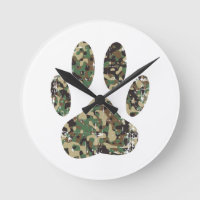 Distressed Camo Dog Paw Print