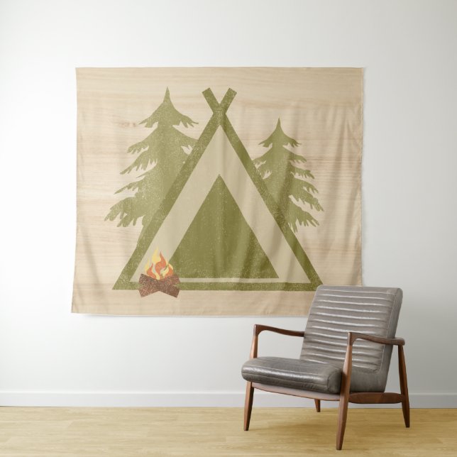 Distressed Campsite On Wood Tapestry (In Situ (Horizontal))