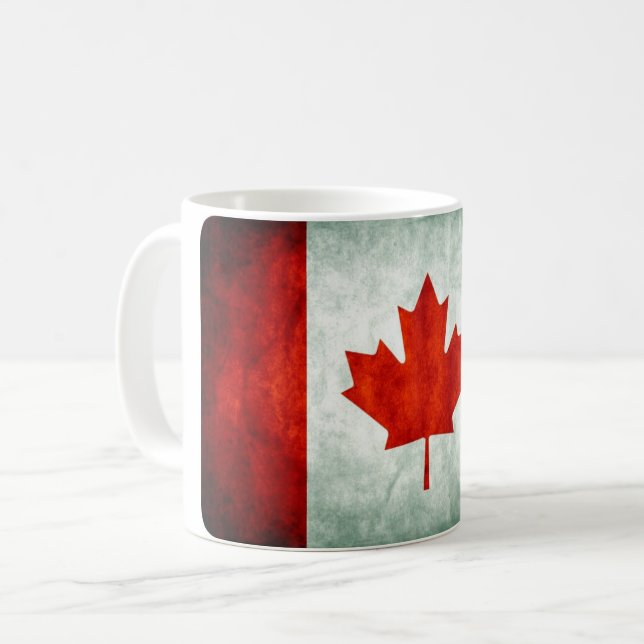 Distressed Canada Flag Coffee Mug (Front Left)