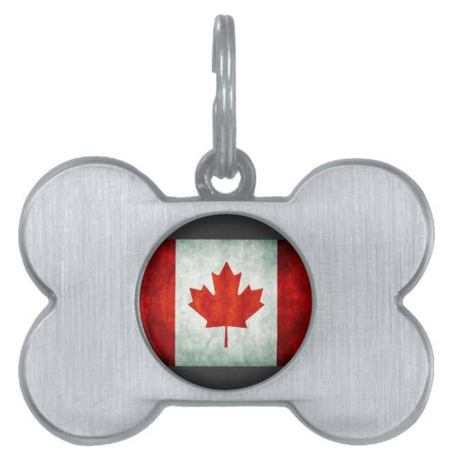 Distressed Canada Flag Pet Name Tag (Front)