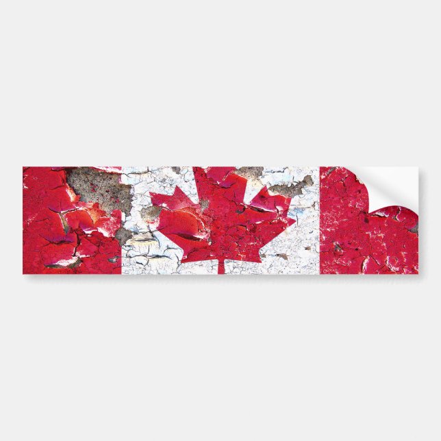 Distressed Canadian flag bumper sticker (Front)