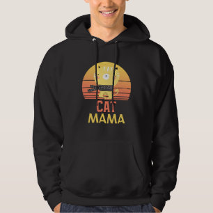 Distressed Cat Mama Vintage Eighties Style Ca Retr Hoodie