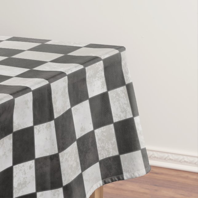 Distressed Chequerboard Pattern Tablecloth (In Situ)