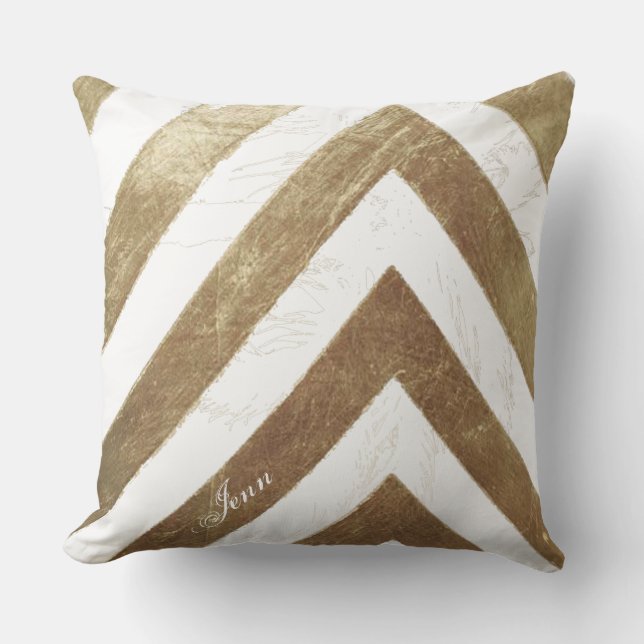 Distressed Chevron Throw Pillow (Front)