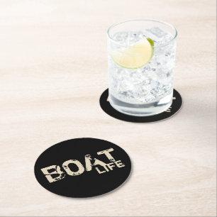 distressed chic BOAT LIFE Round Paper Coaster