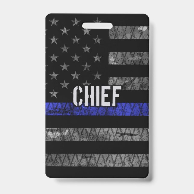 Distressed Chief Police Flag Badge (Front)
