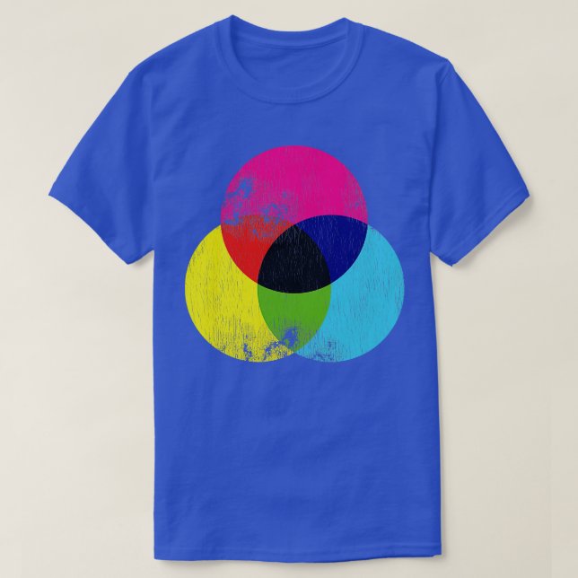 Distressed CMYK Graphic Artist Colour Wheel T-Shirt (Design Front)