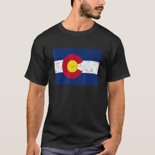 Distressed Colorado State Flag Denver Co Patriotic T-Shirt