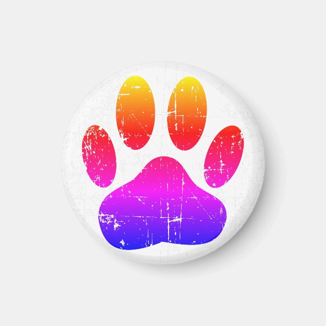 Distressed Colourful Dog Pawprint Magnet (Front)