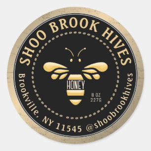 Distressed Copper and Black Modern Honeybee Honey  Classic Round Sticker
