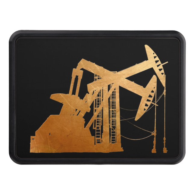 Distressed Copper Oil Pumping Unit Design Trailer Hitch Cover (Front)