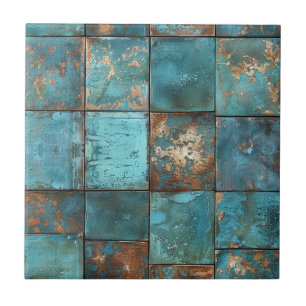 Distressed Copper Patina Tile