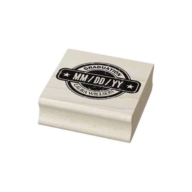 Distressed Custom Graduation Day Date  Rubber Stamp (Stamp)