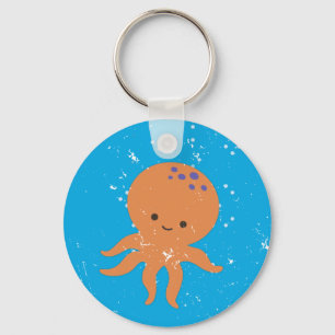 Distressed Cute Octopus Cartoon Keychain
