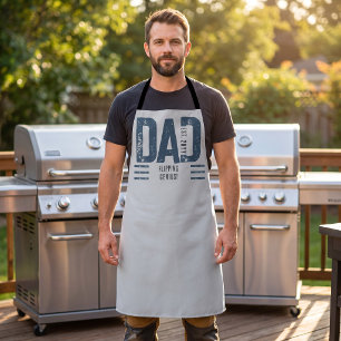 Distressed Dad Flipping Genius Est Year Blue Grey Apron