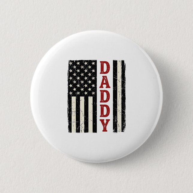 Distressed Daddy American Flag Shirt Design_1 2 Inch Round Button (Front)