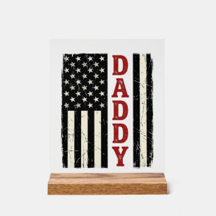 Distressed Daddy American Flag Shirt Design_1 Acrylic Sign