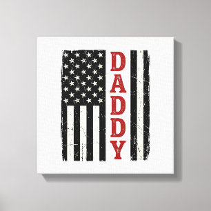 Distressed Daddy American Flag Shirt Design_1 Canvas Print