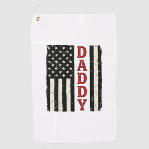 Distressed Daddy American Flag Shirt Design_1 Golf Towel