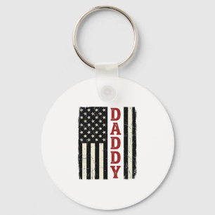Distressed Daddy American Flag Shirt Design_1 Keychain