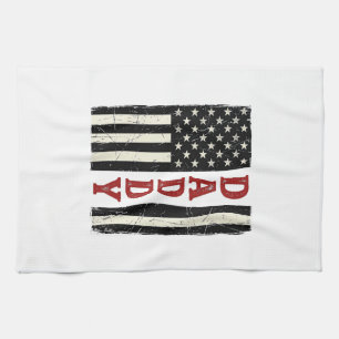 Distressed Daddy American Flag Shirt Design_1 Kitchen Towel