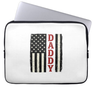 Distressed Daddy American Flag Shirt Design_1 Laptop Sleeve