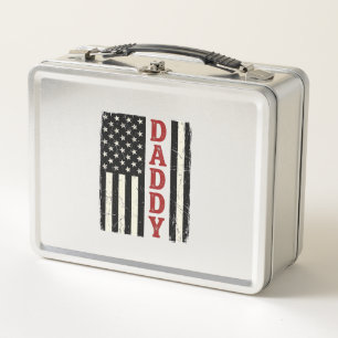 Distressed Daddy American Flag Shirt Design_1 Metal Lunch Box
