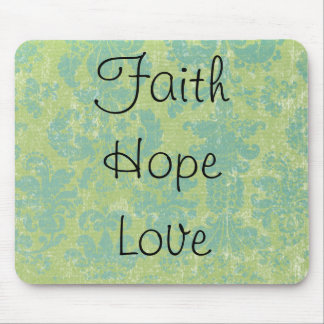 Distressed Damask FaithHopeLove Mouse Pad