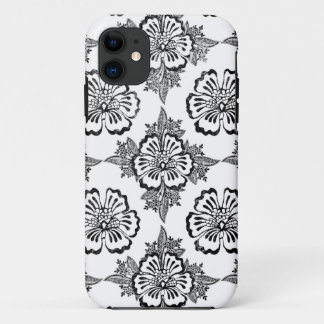Distressed damask floral hibiscus flower pattern iPhone 11 case