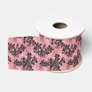 Distressed Damask Pattern Luxury Craft Grosgrain Ribbon