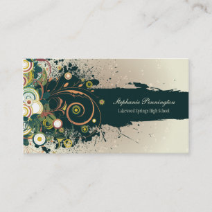 Distressed dark teal swirls graduation name card
