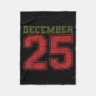 Distressed December 25 Vintage Christmas Holiday G Fleece Blanket