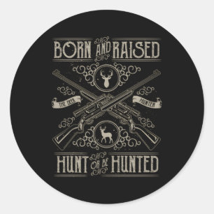 Distressed Deer Hunter Rifle Hunting Classic Round Sticker