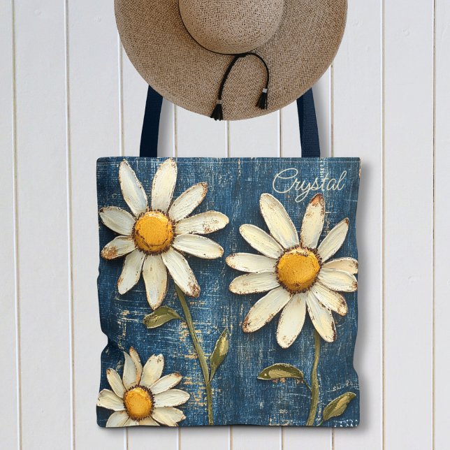 Distressed Denim and Daisy   Tote Bag (Creator Uploaded)