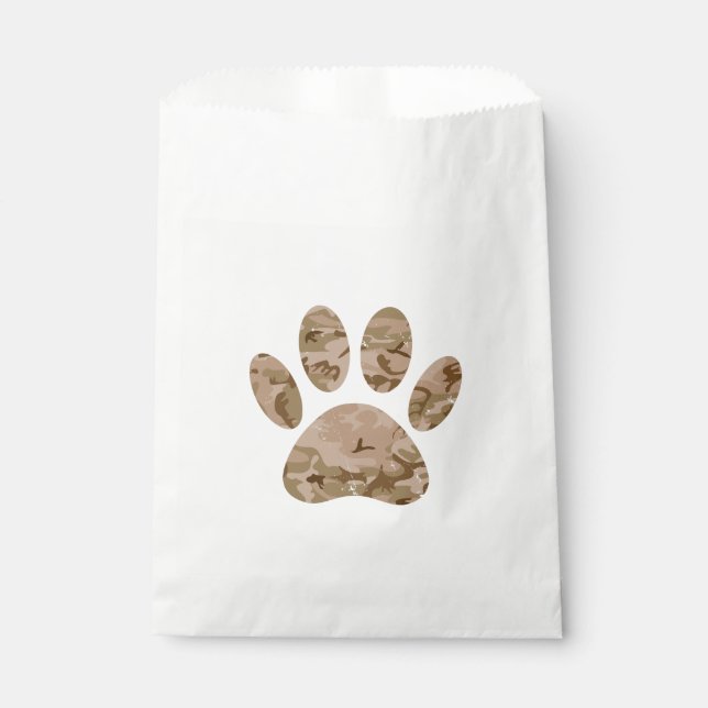 Distressed Desert Camo Dog Paw Print Favour Bag (Front)