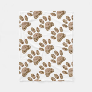 Distressed Desert Camo Dog Paw Print Fleece Blanket