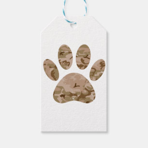 Distressed Desert Camo Dog Paw Print Gift Tags
