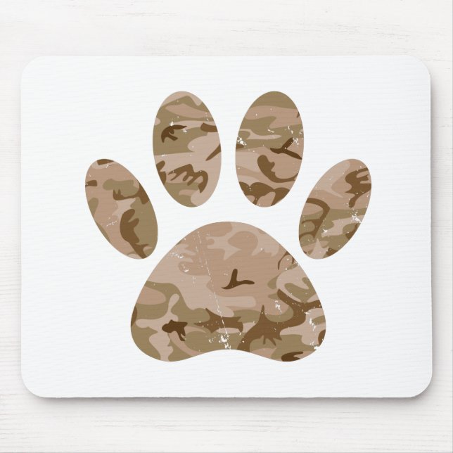 Distressed Desert Camo Dog Paw Print Mouse Pad (Front)