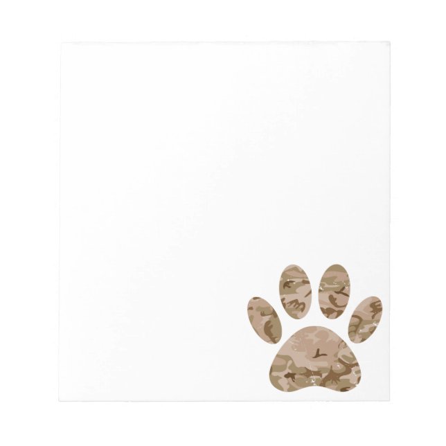 Distressed Desert Camo Dog Paw Print Notepad (Front)