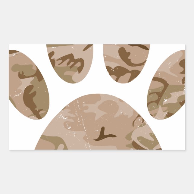 Distressed Desert Camo Dog Paw Print Sticker (Front)