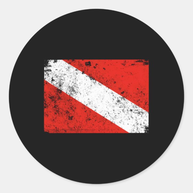 Distressed Dive Flag Scuba Diving Classic Round Sticker (Front)