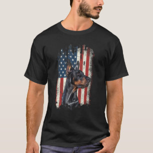 Distressed Dobermann American Flag Patriotic Dog T-Shirt