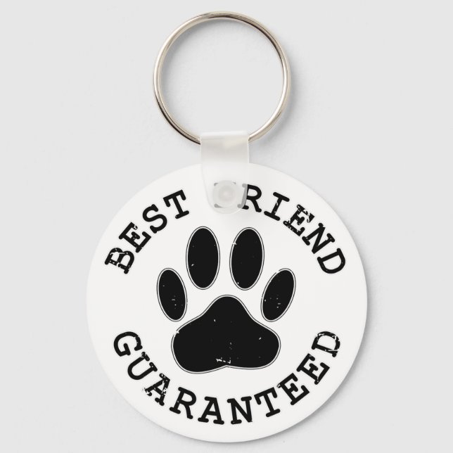 Distressed Dog Paw Best Friend Guaranteed Keychain (Front)