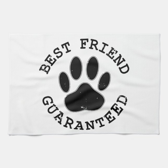 Distressed Dog Paw Best Friend Guaranteed Kitchen Towel (Horizontal)