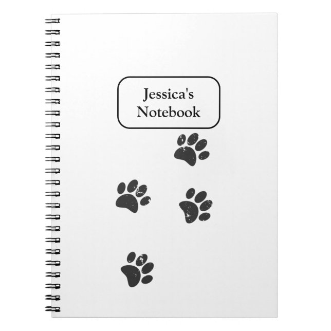 Distressed Dog Paw Tracks Notebook (Front)