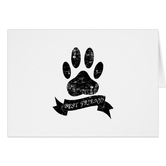 Distressed Dog Paw With Ribbon (Front Horizontal)