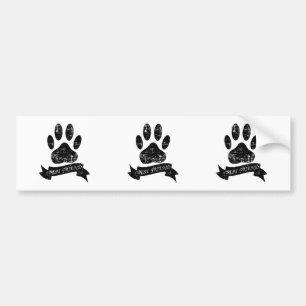 Distressed Dog Paw With Ribbon Bumper Sticker