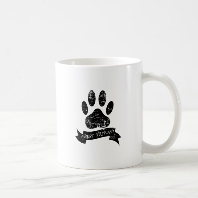 Distressed Dog Paw With Ribbon Coffee Mug (Right)
