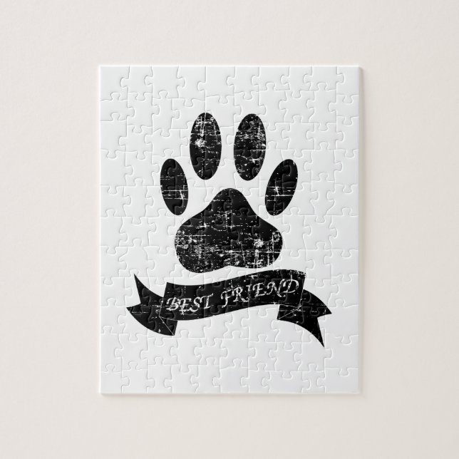 Distressed Dog Paw With Ribbon Jigsaw Puzzle (Vertical)