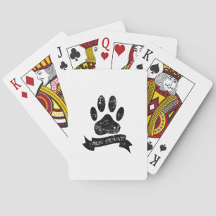 Distressed Dog Paw With Ribbon Playing Cards